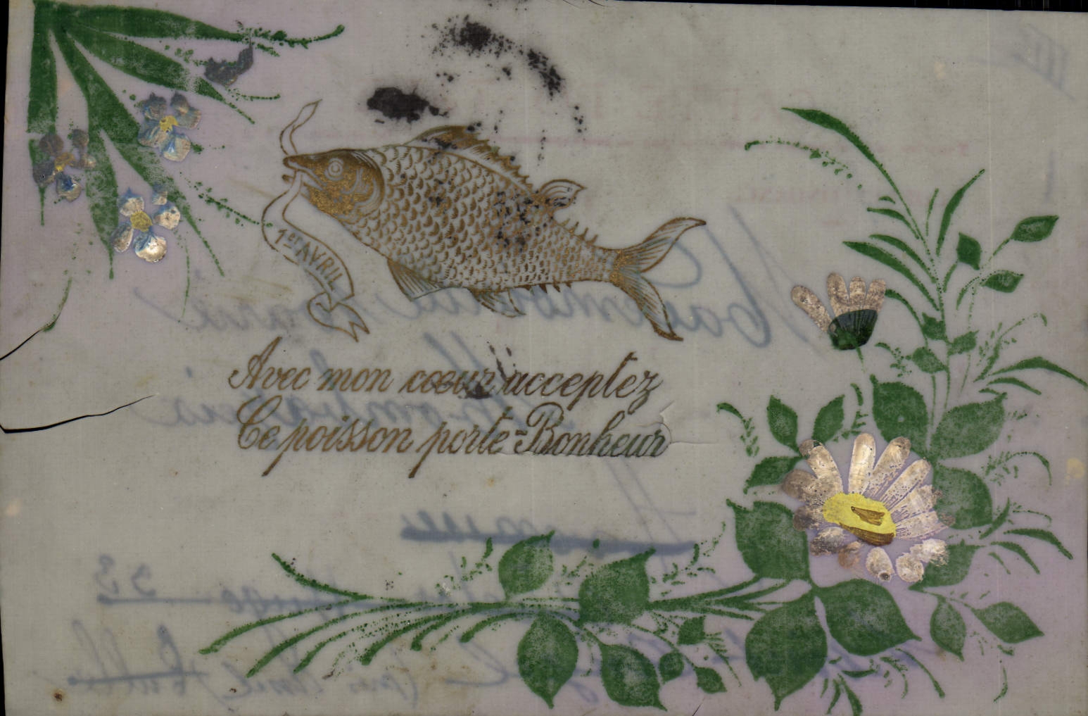 CPA Fantaisie 1er Avril Poisson (carte transaparente) 
