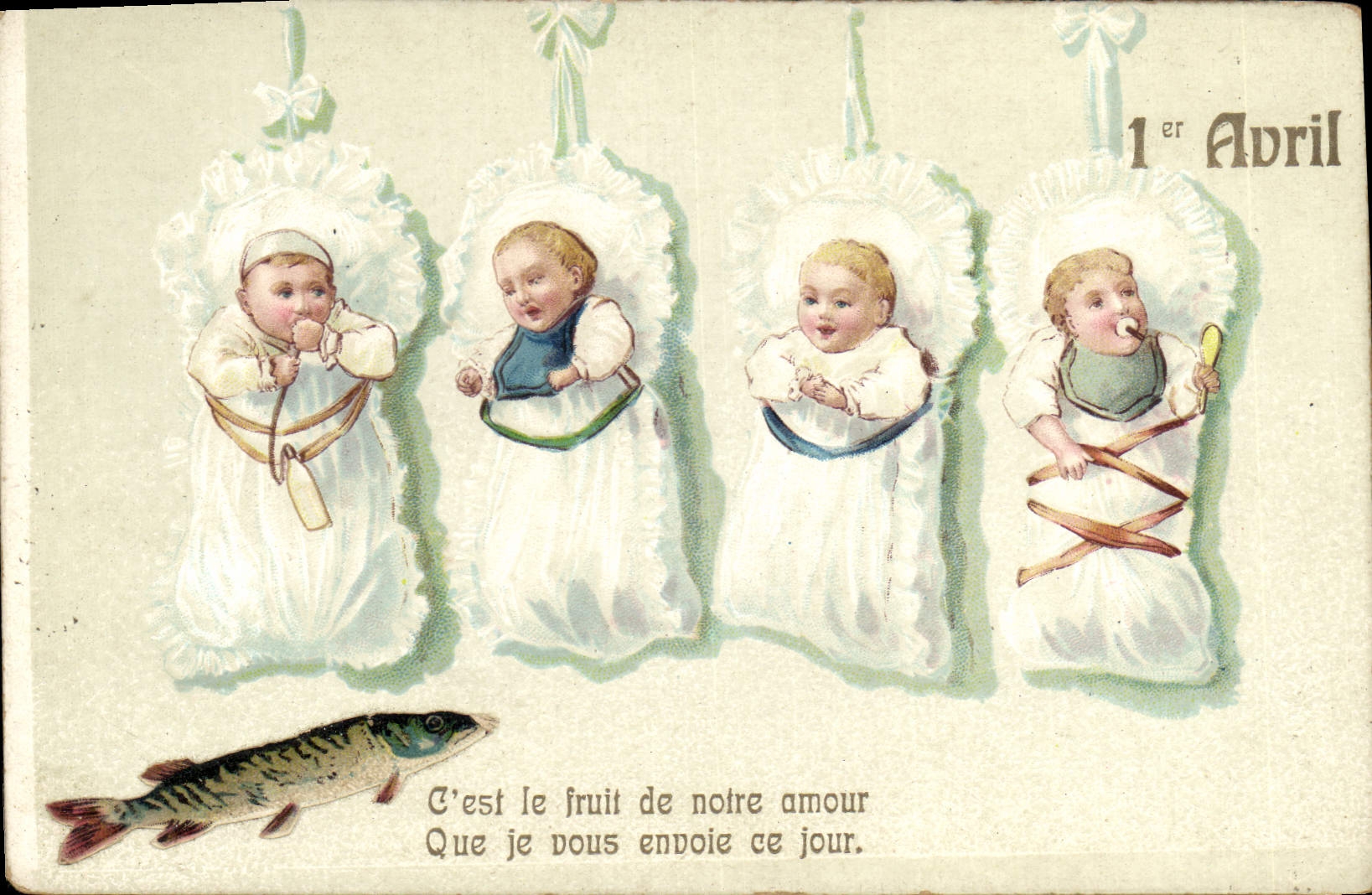 Quatre bébés dans des paniers — 1er Avril — série 5014