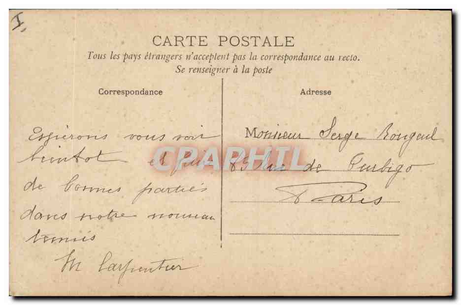 CPA Fantaisie Femme Poisson 1er Avril  — Rückseite