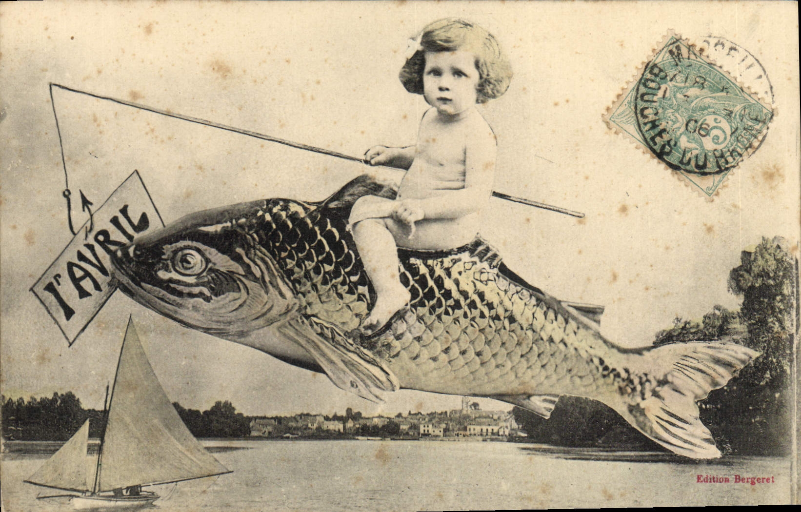 CPA Fantaisie Enfant 1er Avril Poisson 