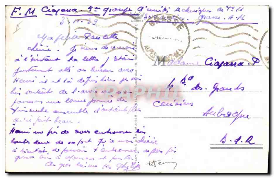 CPA Cueillette du Mimosa Cote d'Azur  — Rückseite