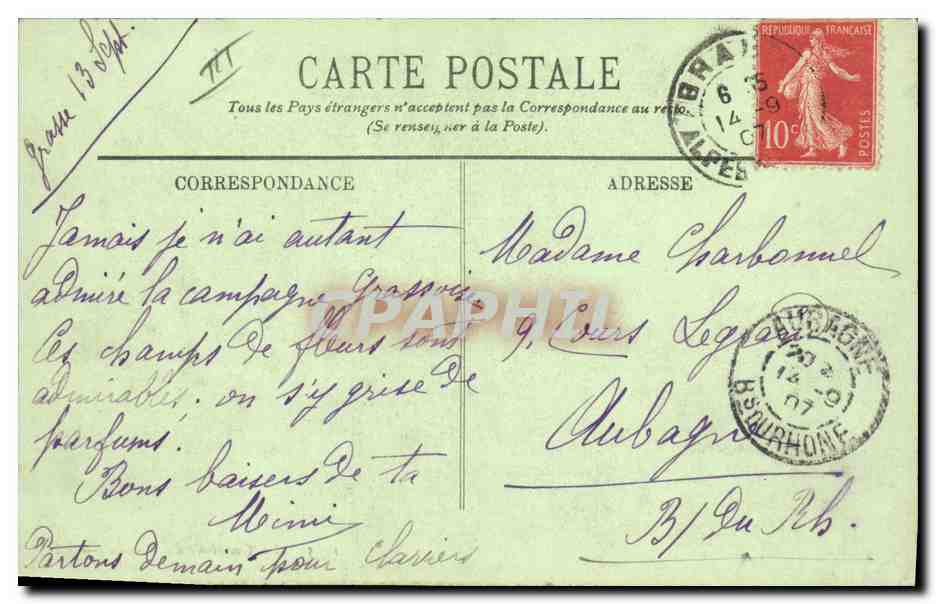 CPA Cueillette du jasmin  — Rückseite