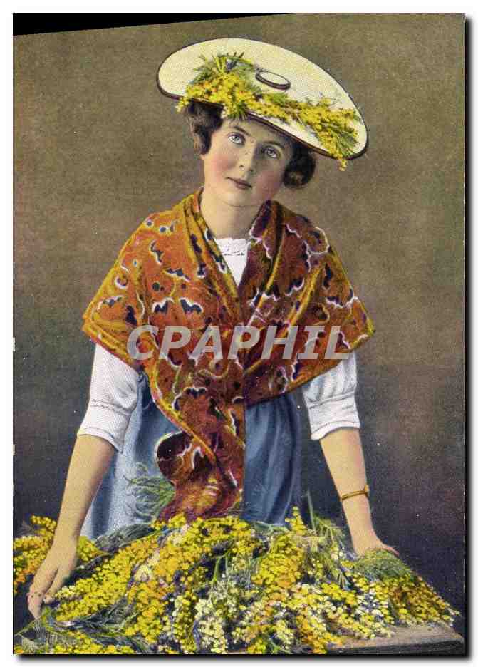 CPA Cueillette Cote d'Azur Marchande de fleurs Mimosas 