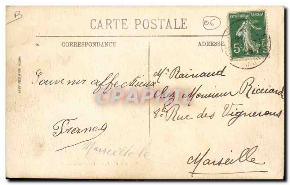 CPA Cueillette du jasmin Grasse  — Rückseite