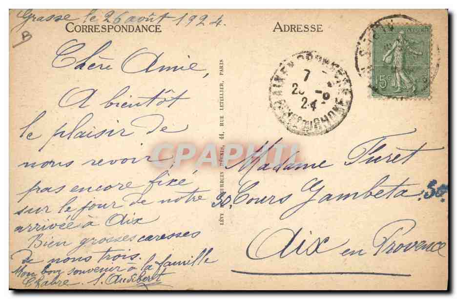CPA Cueillette des violettes Cote d'Azur  — Rückseite