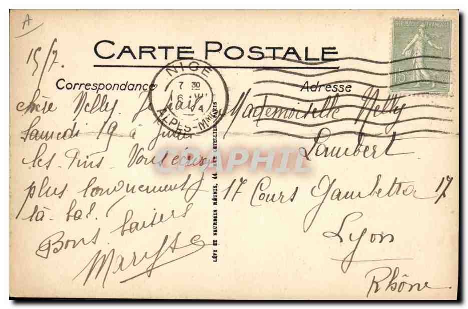 La Côte d'Azur — La Cueillette des Roses — LL — Verso