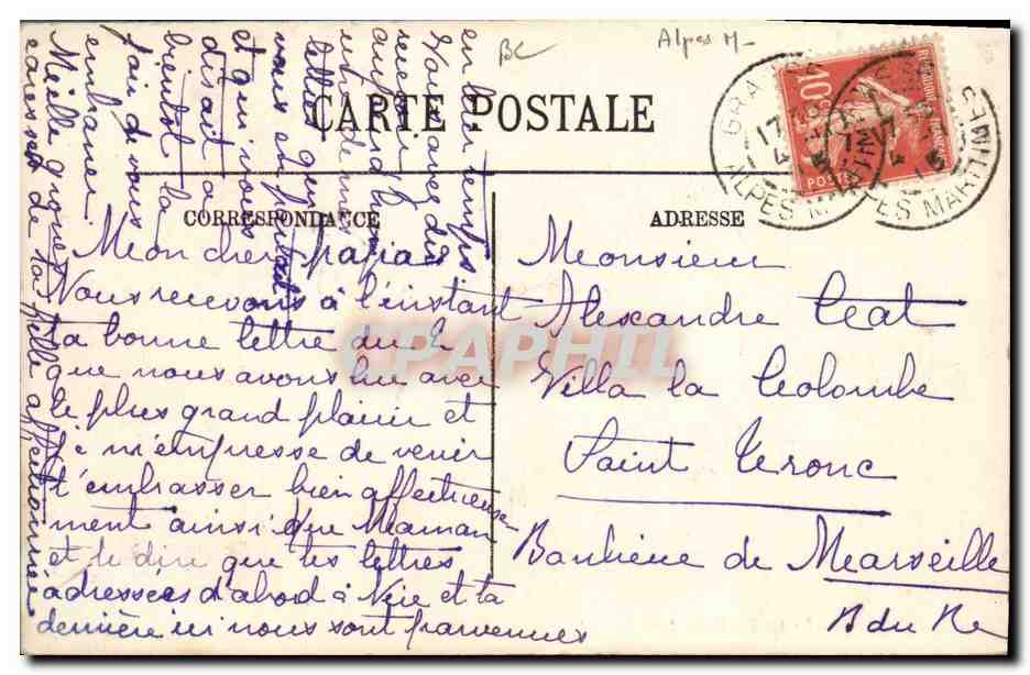 CPA Cueillette des roses Grasse  — Rückseite