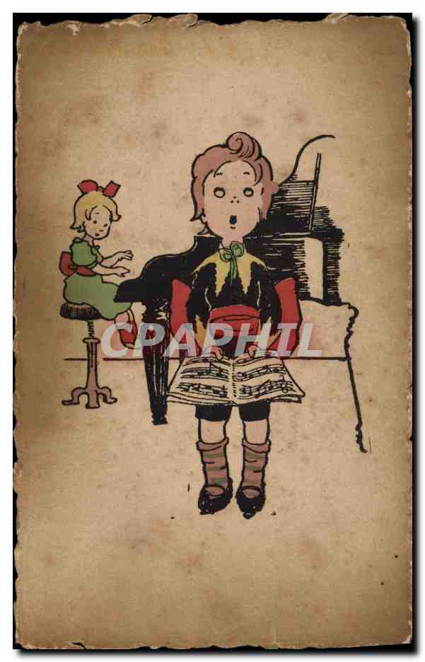 CPA Fantaisie Enfants Piano 