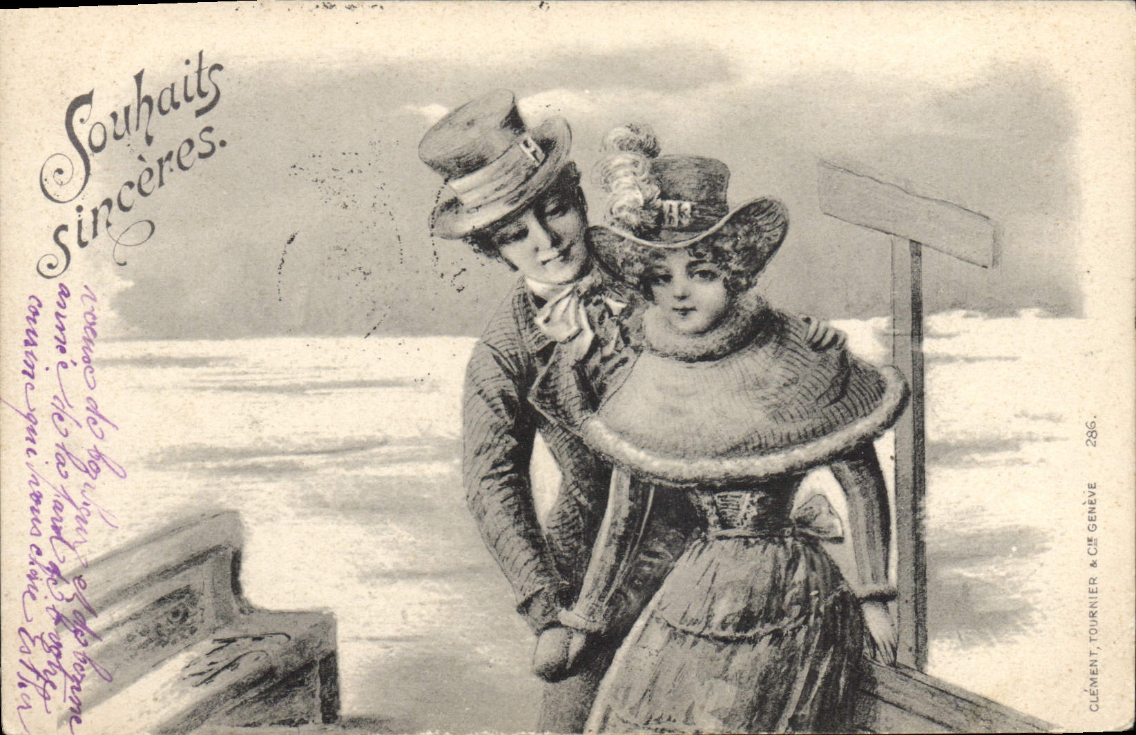 Couple au bord de la mer — éditeur Clément, Tournier & Cie, Genève, n° 286