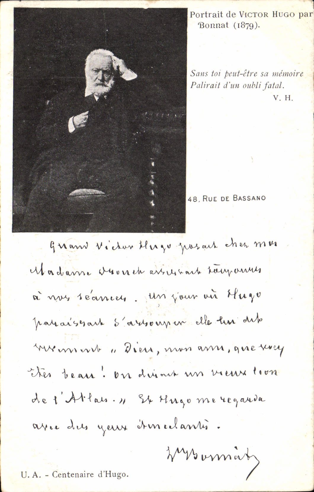CPA Victor Hugo Portrait par Bonnat Rue de Bassano 