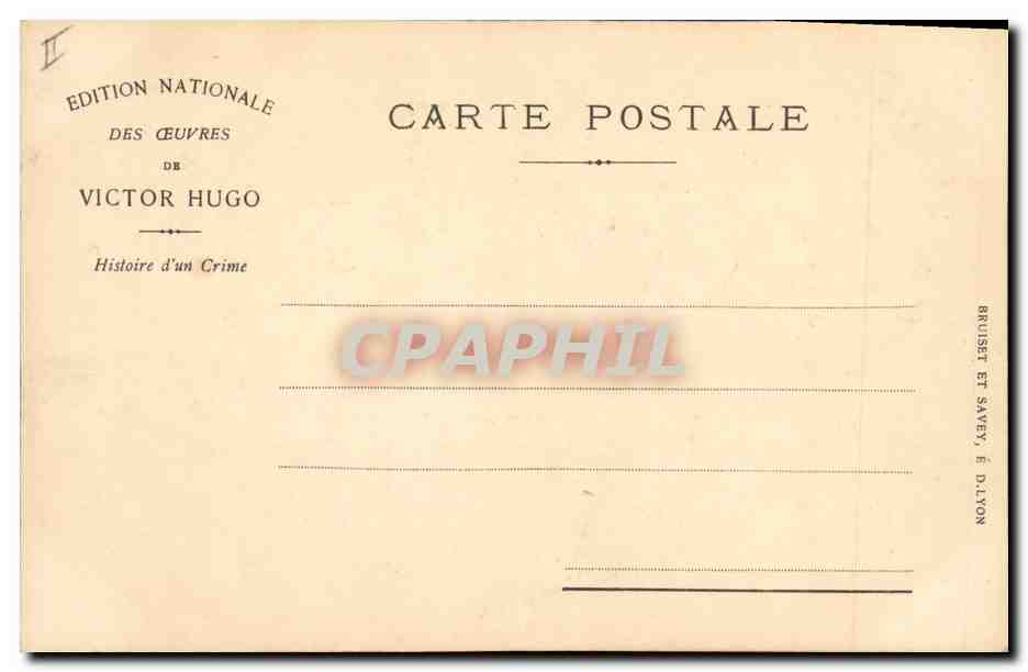 CPA Victor Hugo Histoire d'un crime  — Rückseite