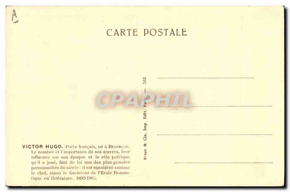 CPA Victor Hugo  — Verso