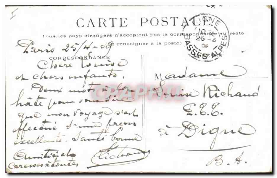 CPA Victor Hugo Paris Le monument  — Verso