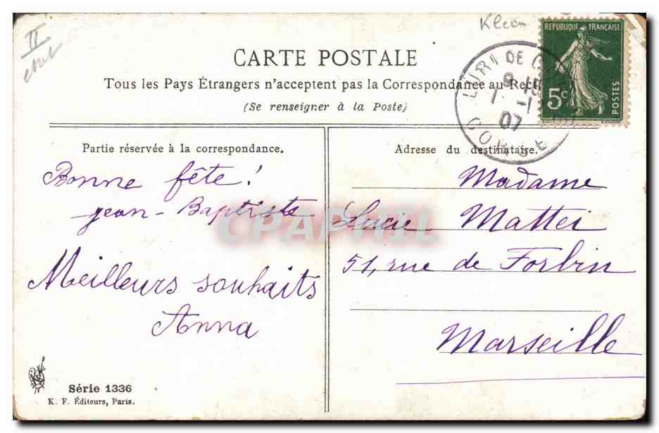 CPA Fantaisie Illlustrateur Fleurs  — Rückseite