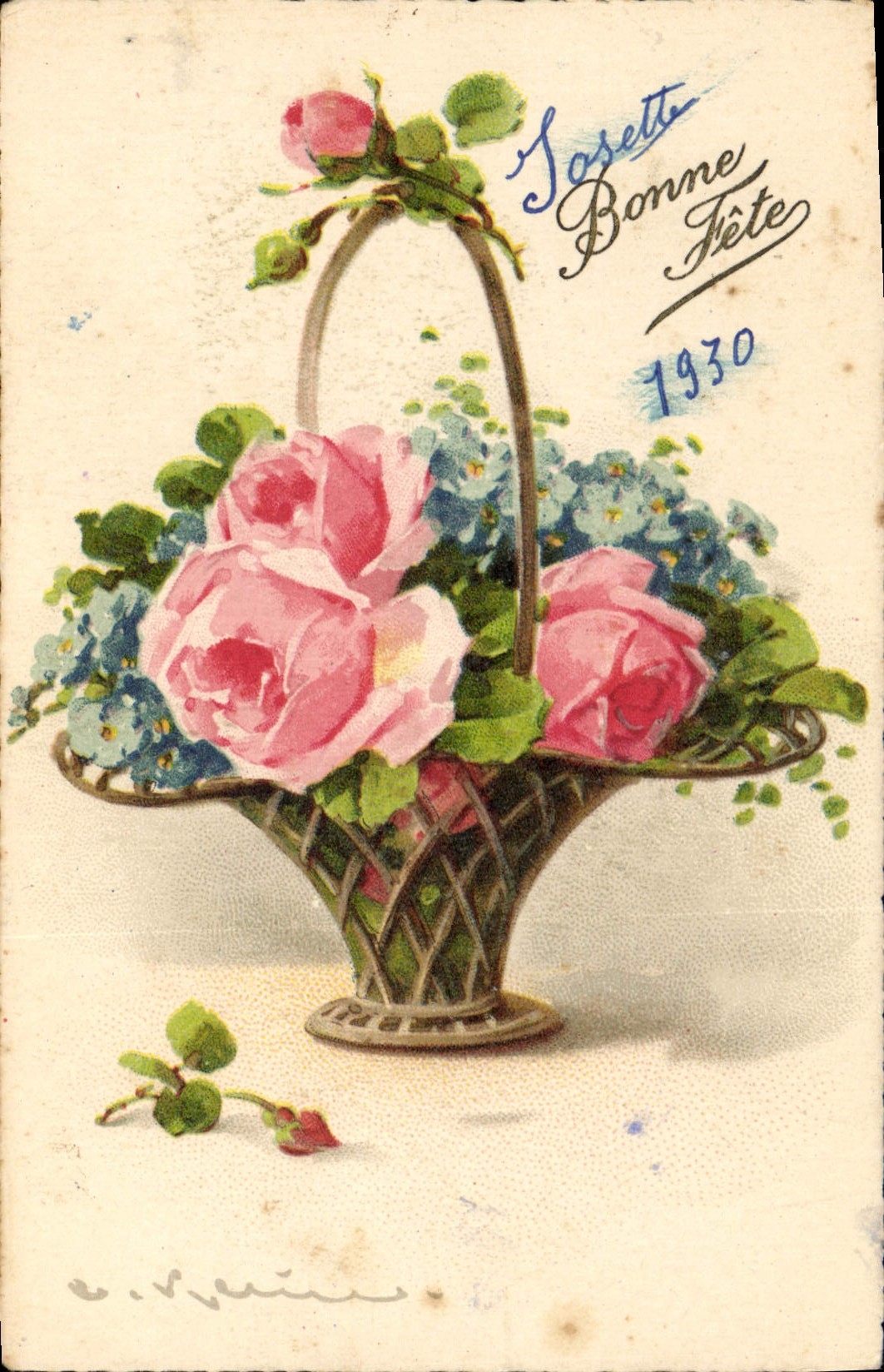 CPA Fantaisie Illlustrateur Fleurs 