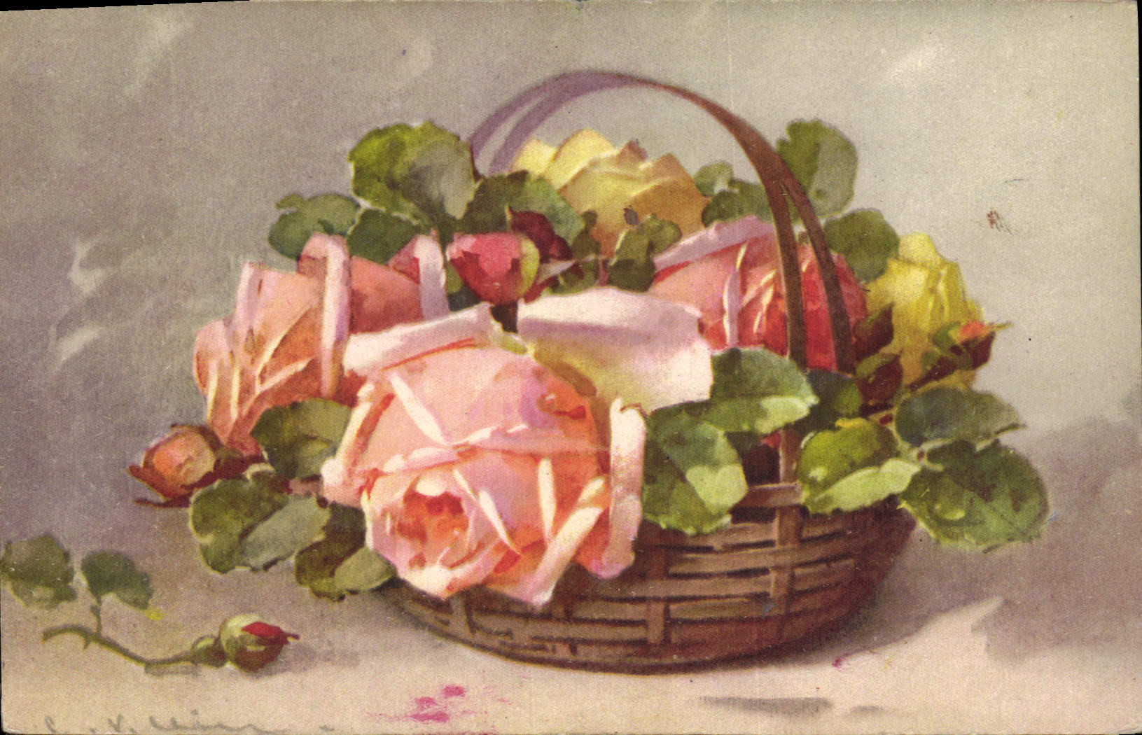 CPA Fantaisie Illlustrateur Fleurs 