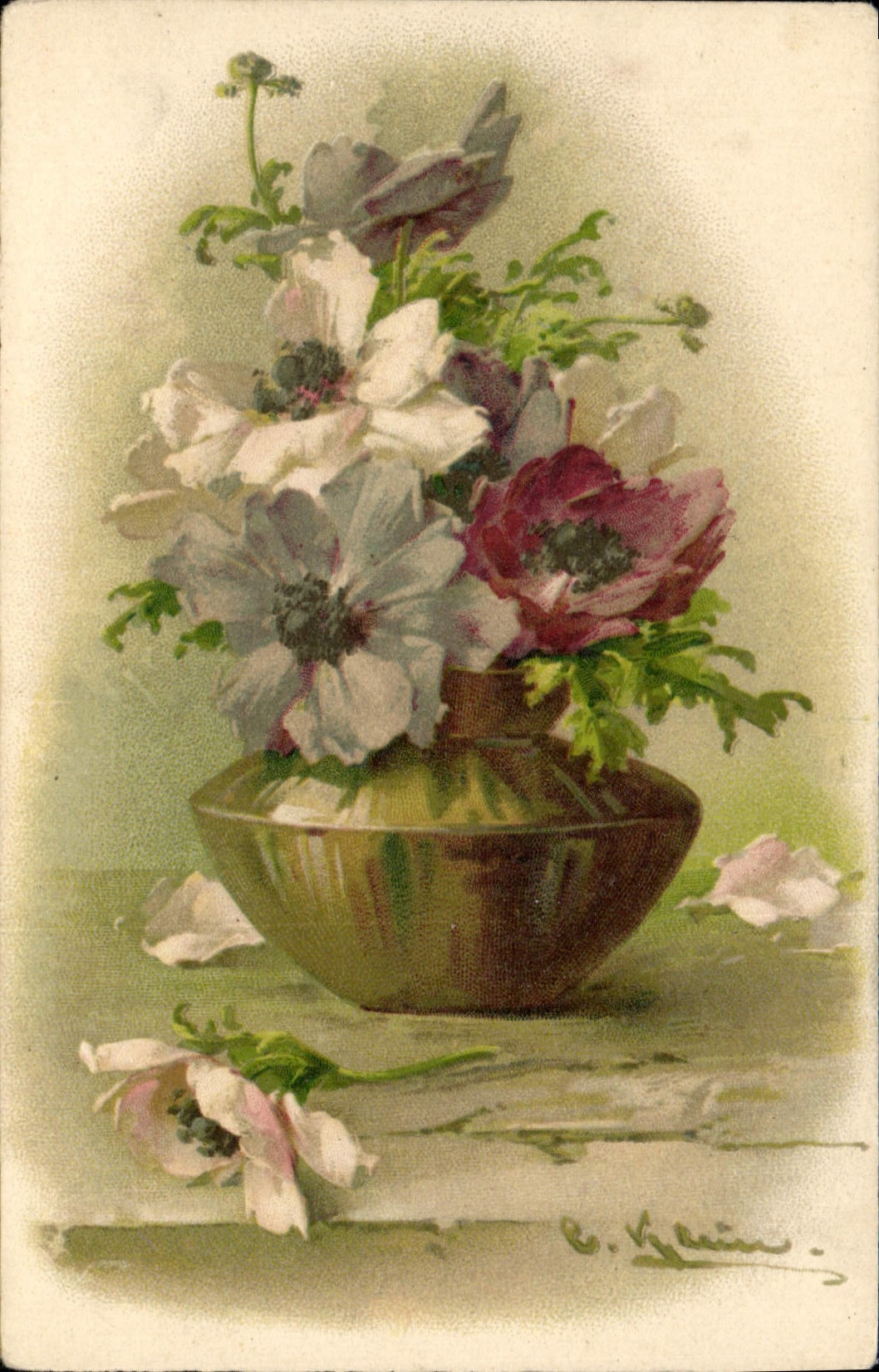 CPA Fantaisie Illlustrateur Fleurs 