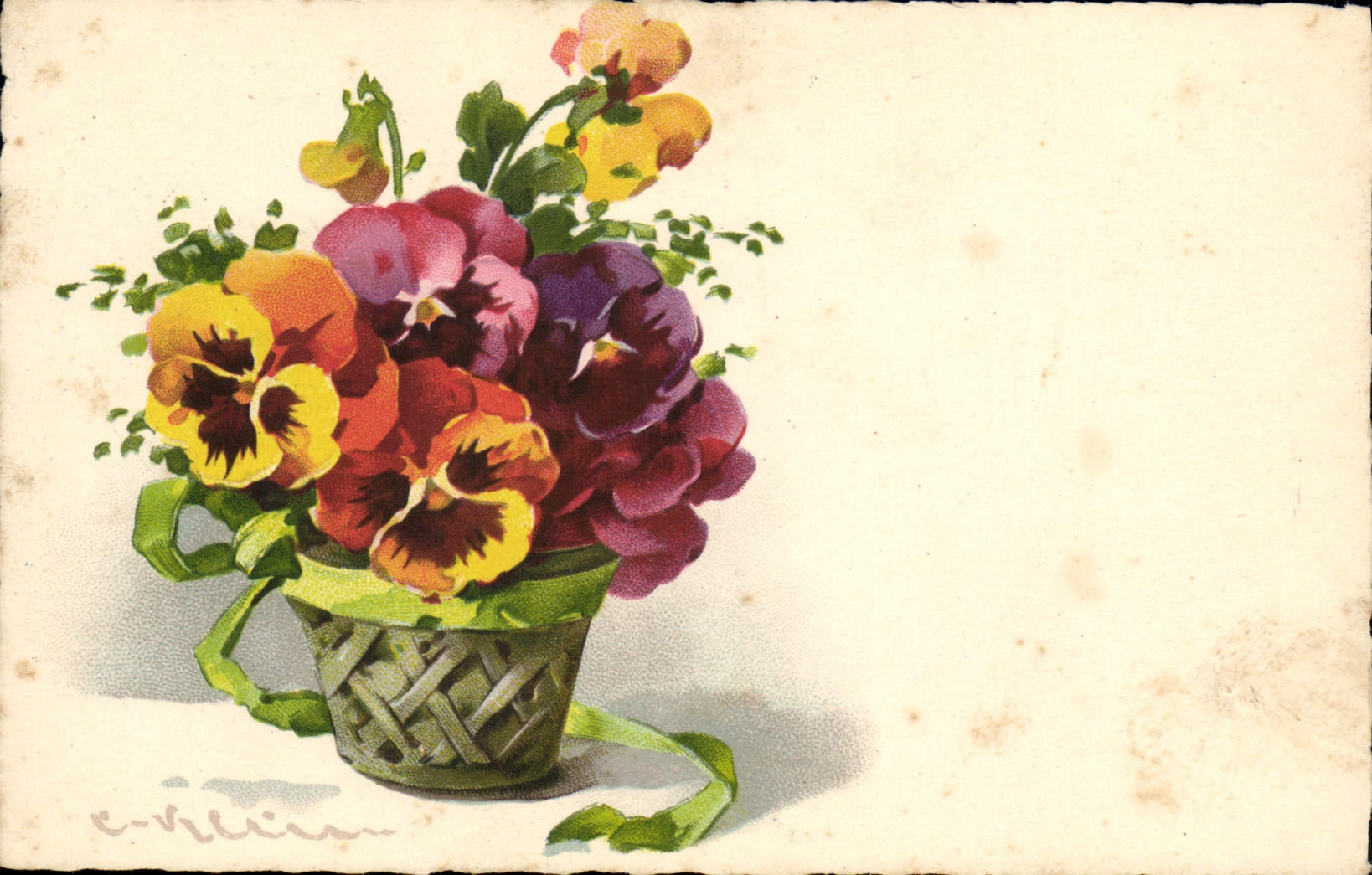 CPA Fantaisie Illlustrateur Fleurs 