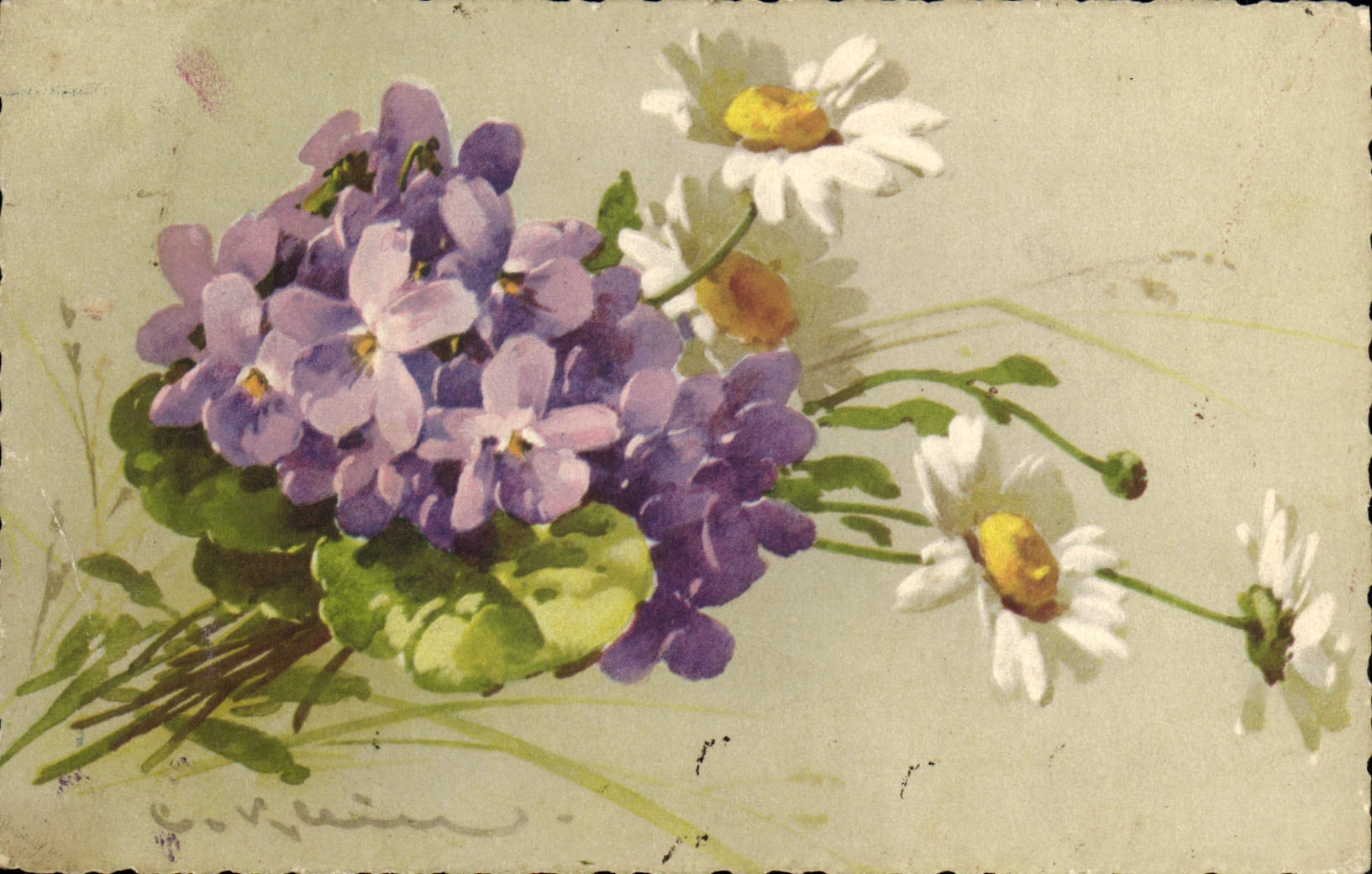 CPA Fantaisie Illlustrateur Fleurs 