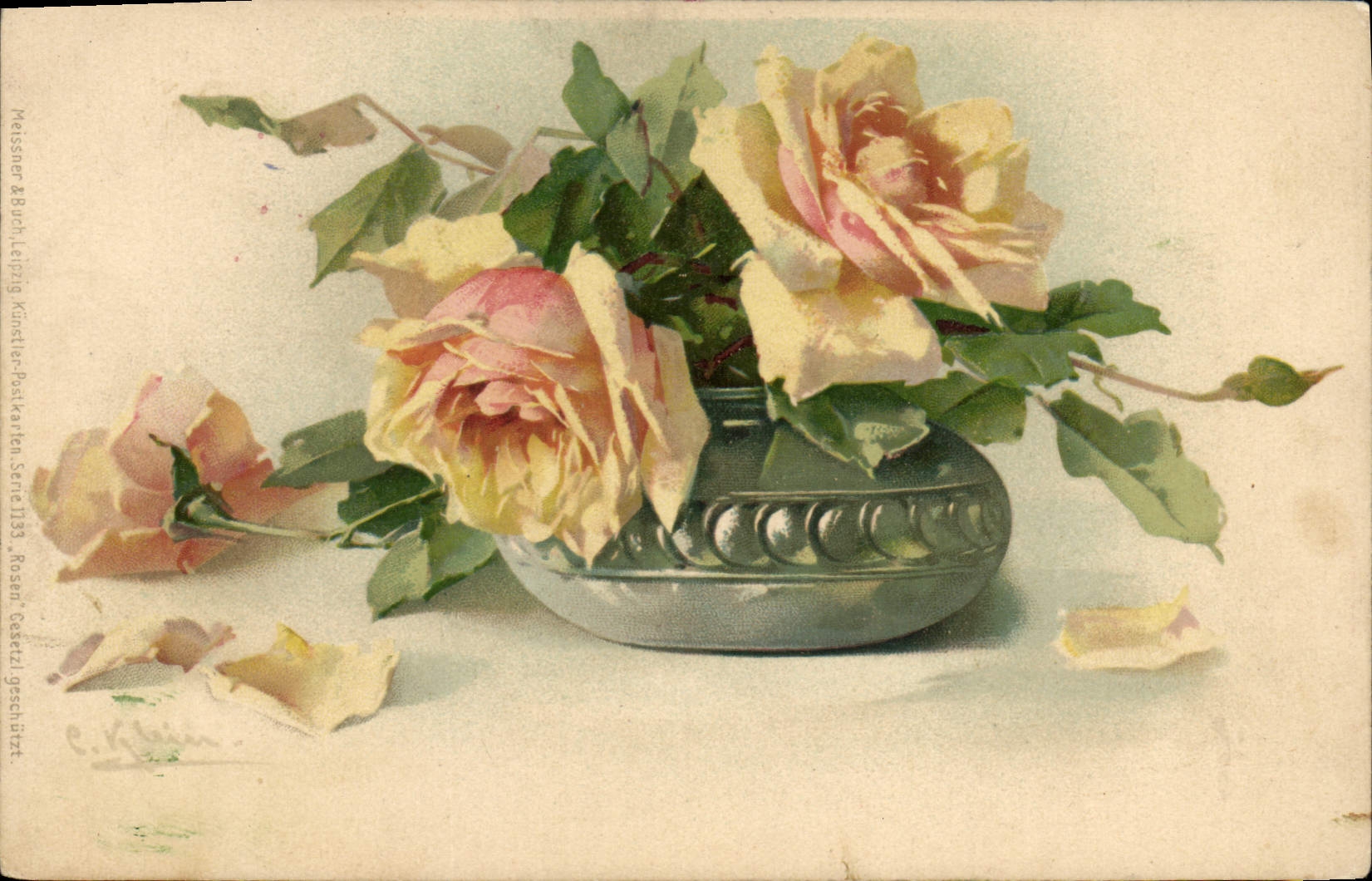 CPA Fantaisie Illlustrateur Fleurs 