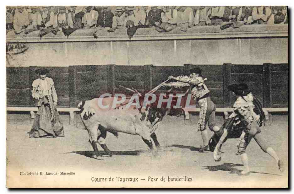 CPA Corrida Course de taureaux Pose de banderilles 