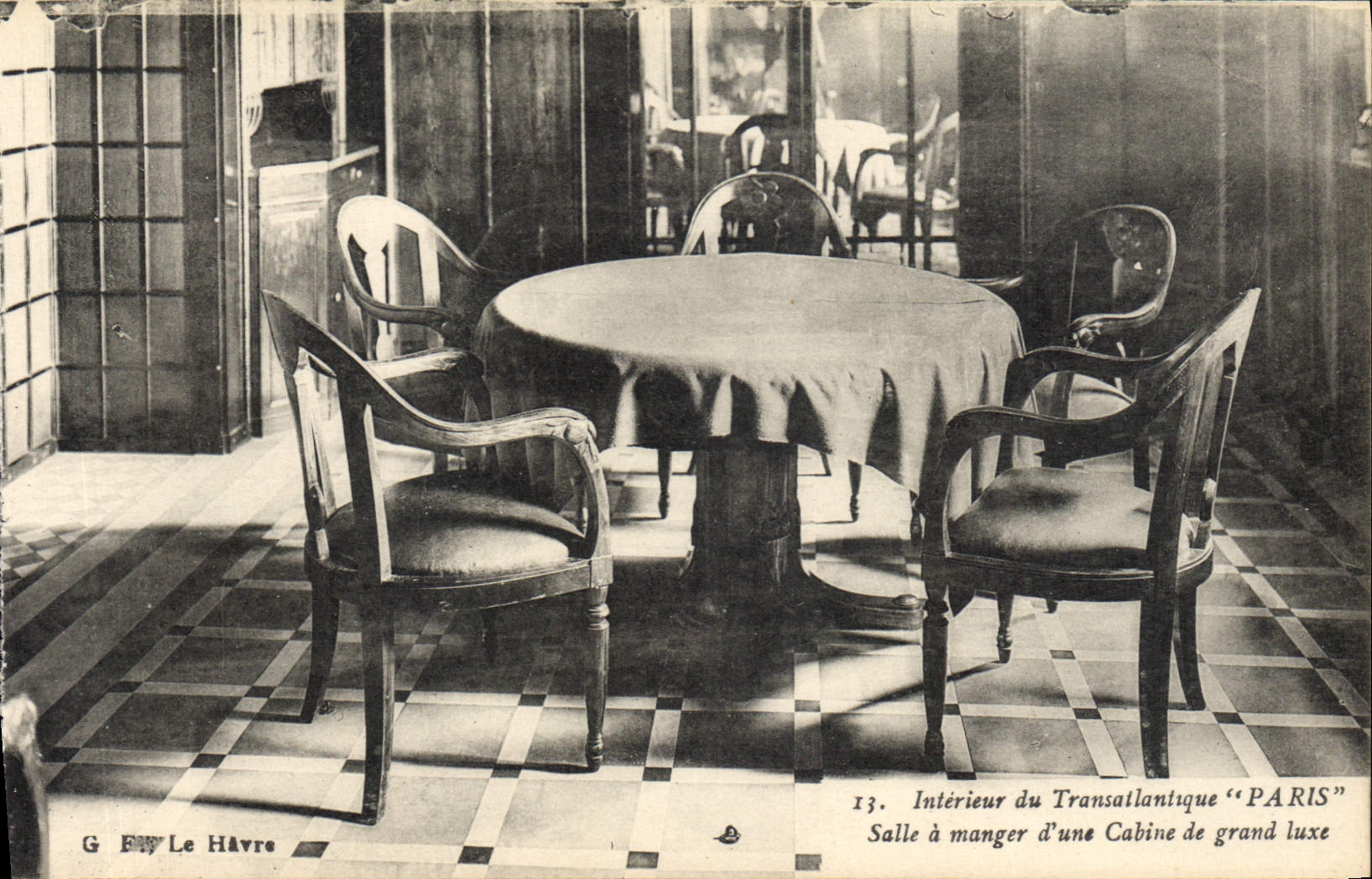 Intérieur du Transatlantique "PARIS" — Salle à manger d'une cabine de grand luxe — G. Eby, Le Havre
