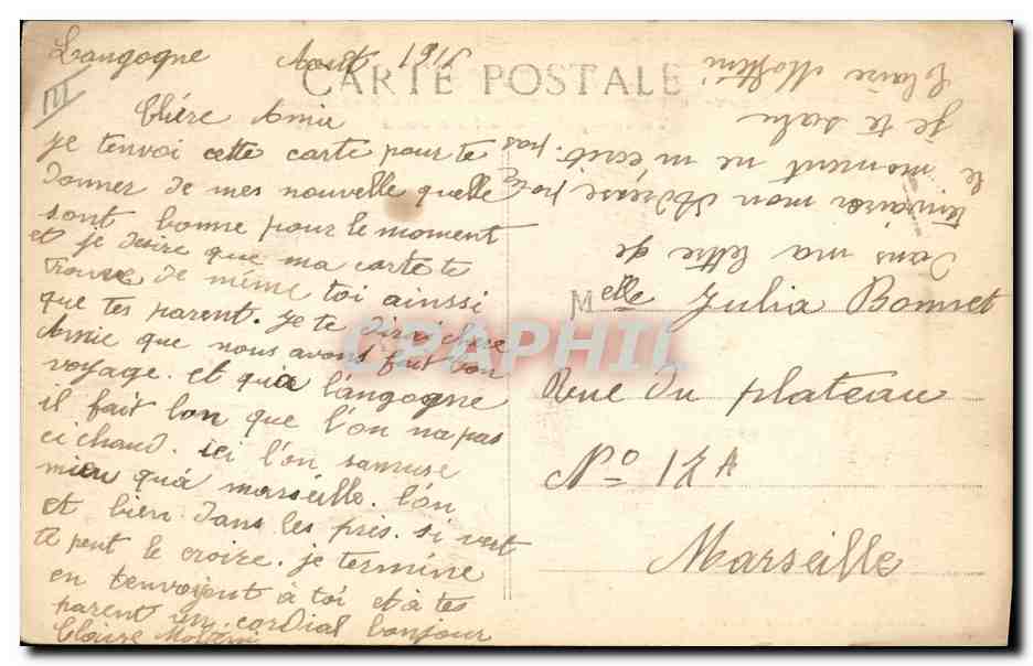 Porthos — Nouveau paquebot des Messageries Maritimes — Grimaud, 54, Rue Marenod, Marseille — Reverso