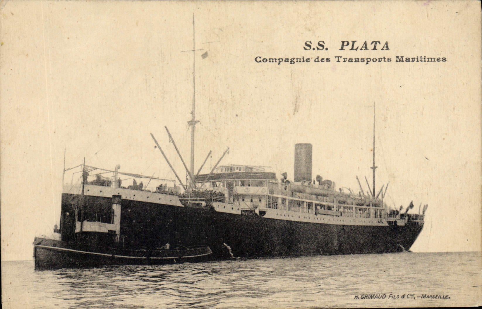 S.S. PLATA — Navire de la Compagnie des Transports Maritimes — H. GRIMAUD FILS & CIE, MARSEILLE