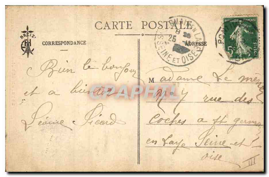 CPA Folklore Lits Clots Basse Bretagne  — Verso