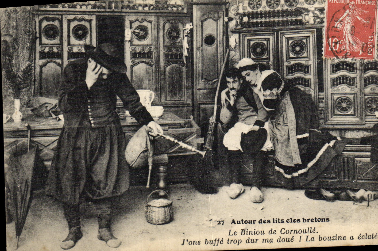 CPA Folklore Lits Clots Le binou de Cornoulle 
