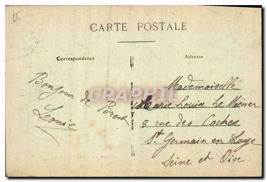 CPA Folklore Lits Clots Le binou de Cornoulle  — Verso
