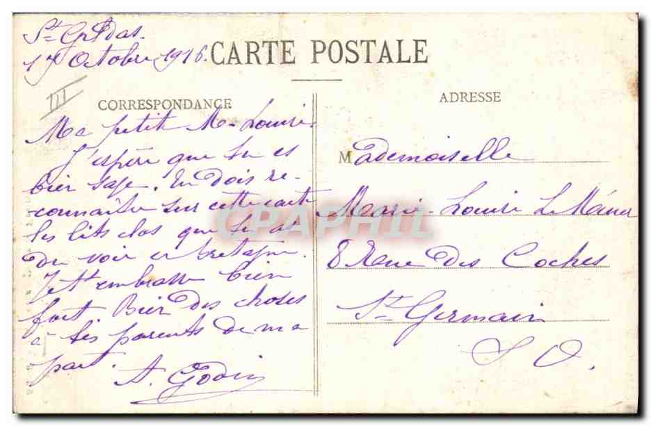 CPA Folklore Lits Clots La lettre pour le front  — Verso