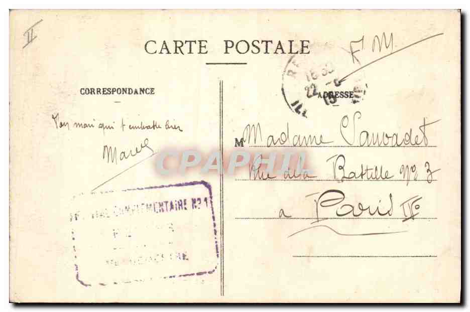 CPA Folklore Lits Clots La chute de Nannette  — Verso