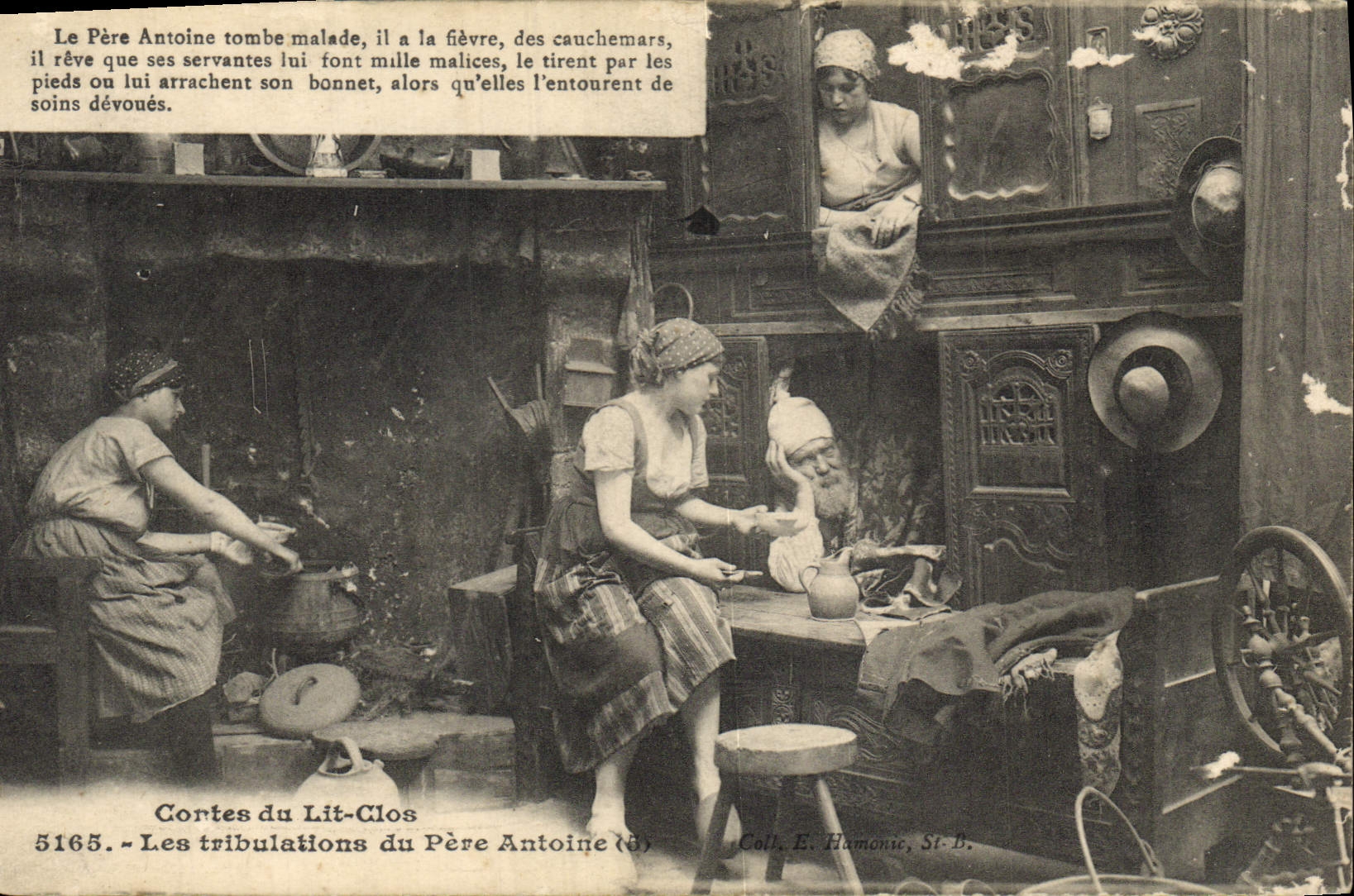 CPA Folklore Lits Clots Les tribulations du Pere Antoine 
