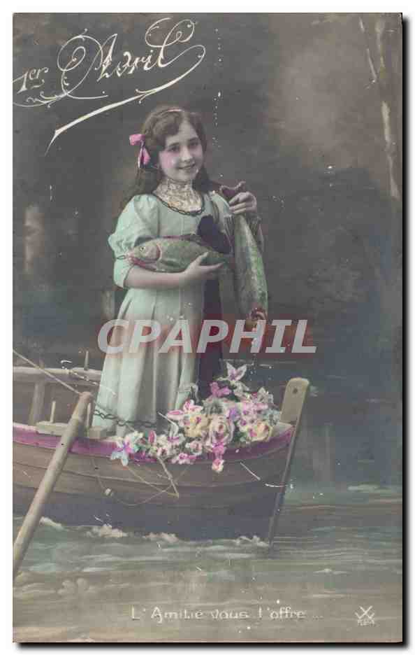 CPA Fantaisie Paques Poisson Enfant 