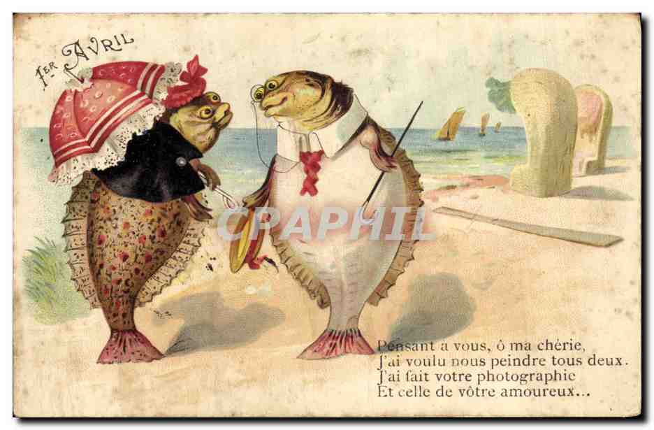 CPA Fantaisie Paques Poissons 