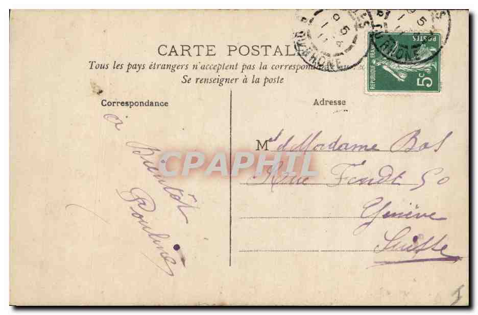 CPA Fantaisie Paques Poisson Femme  — Rückseite