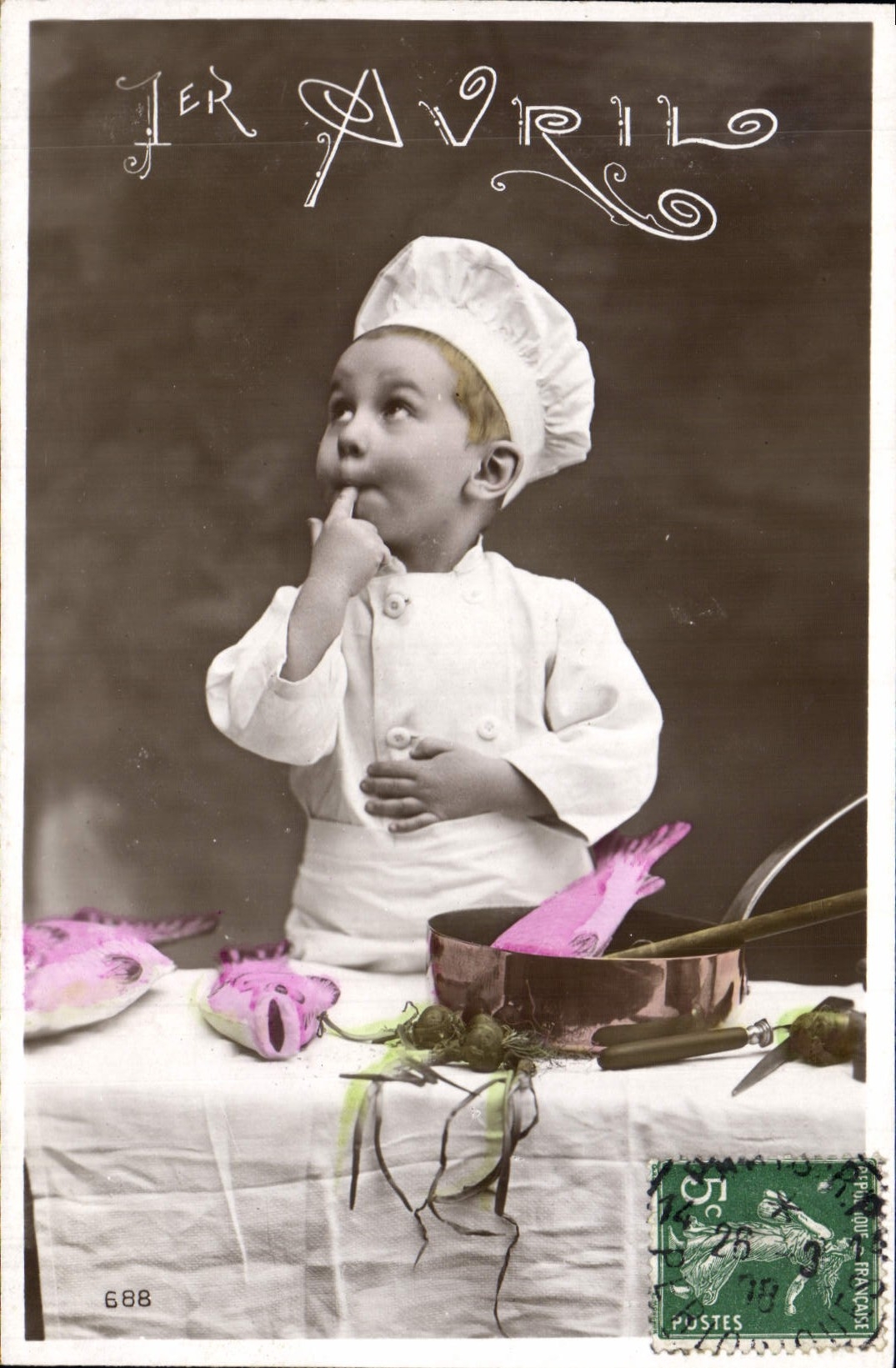 CPA Fantaisie Paques Poisson Enfant