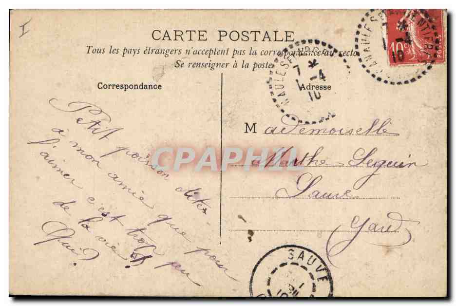 CPA Fantaisie Paques Poisson Femme  — Rückseite
