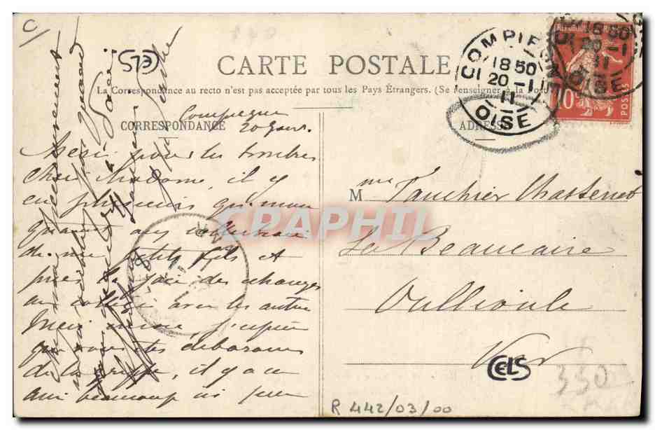 Compiègne — Chasse à Courre — Equipage du Francport — Le Rendez-vous au Château — n°13 — éditeur Pacelle — Reverso