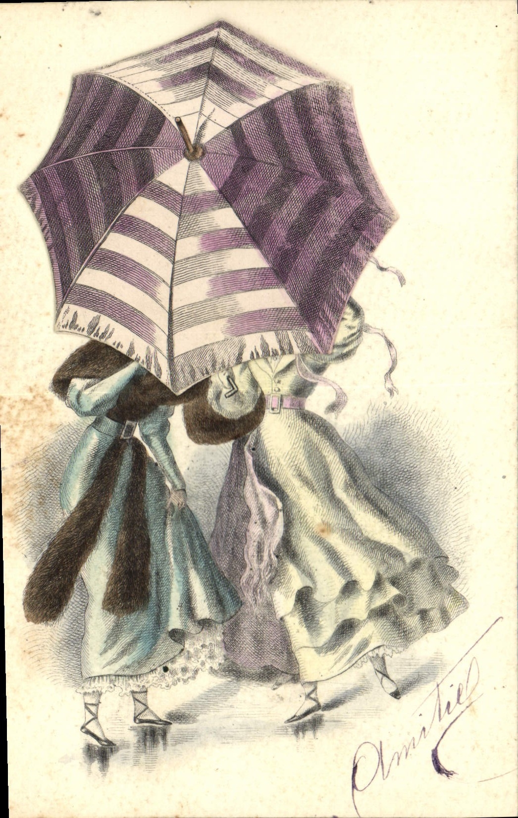 CPA Fantaisie Illlustrateur Femme Parapluie (en relief) 