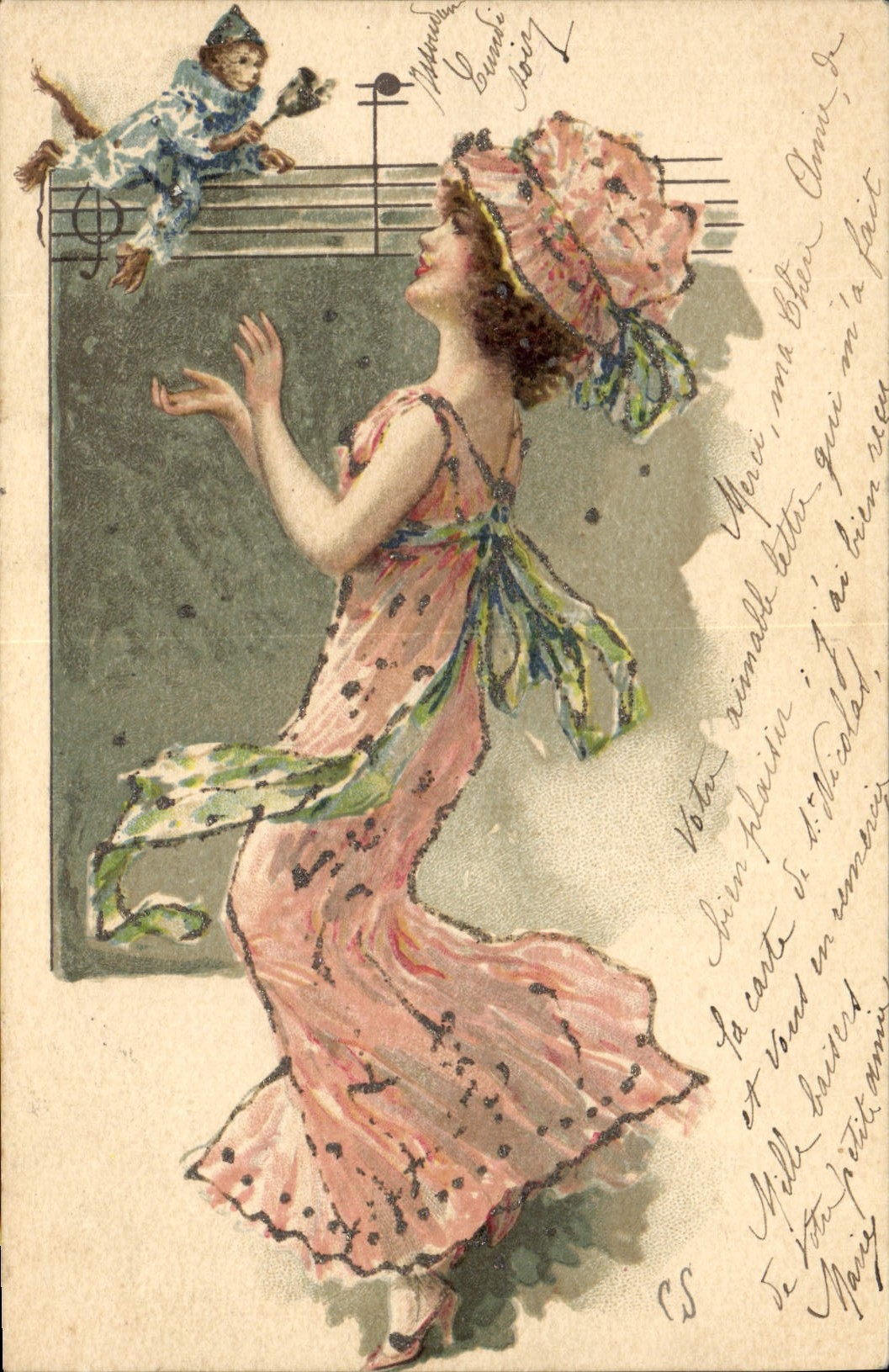 CPA Fantaisie Illlustrateur Femme Singe 