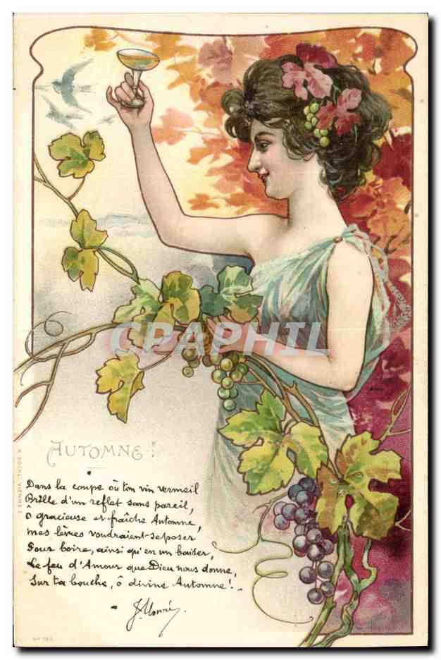 CPA Fantaisie Illlustrateur Femme Automne 