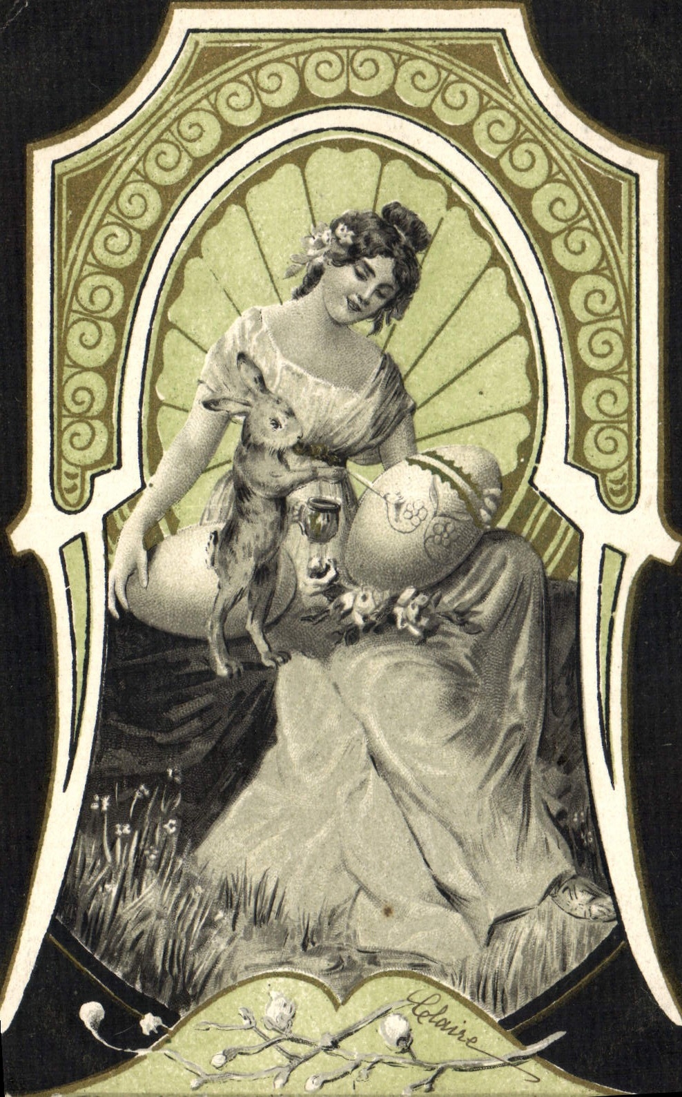 CPA Fantaisie Illlustrateur Femme Lapins Lapin 