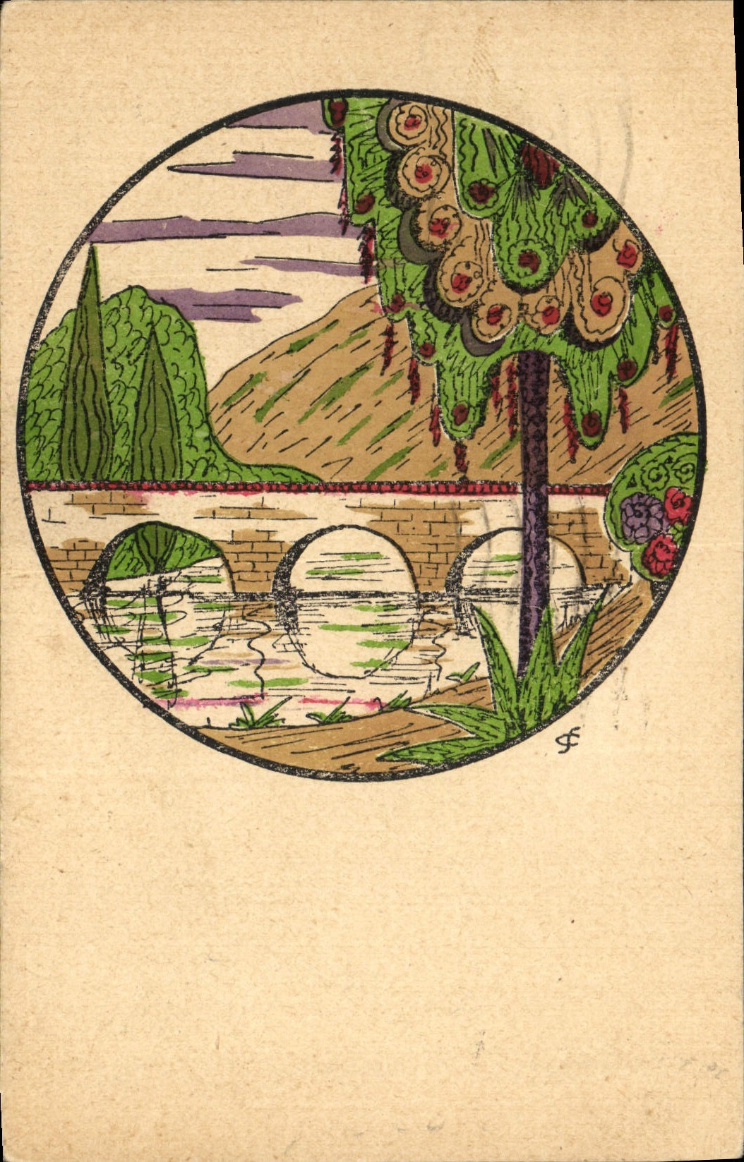 CPA Fantaisie Illlustrateur Paysage 