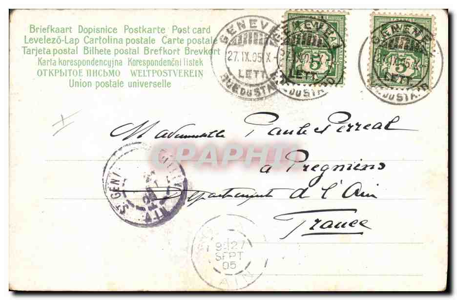 CPA Fantaisie Illlustrateur Moulin a eau Cygne  — Rückseite