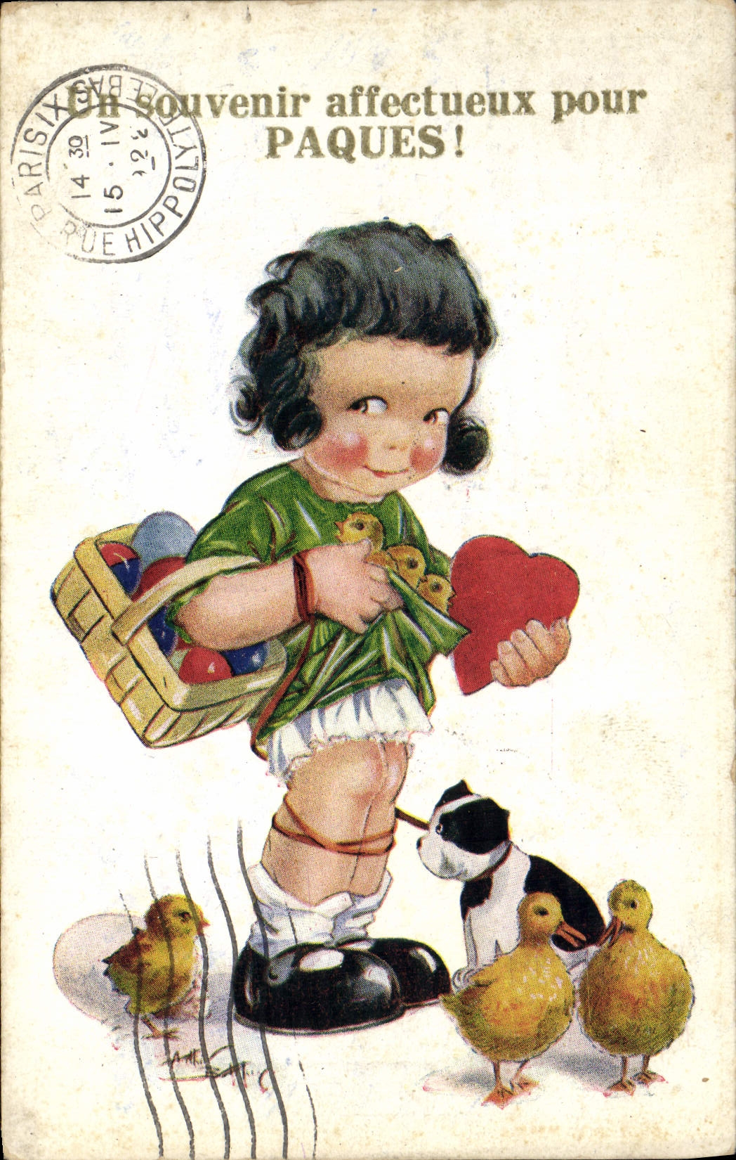 CPA Fantaisie Illlustrateur Enfant Poussins Paques 