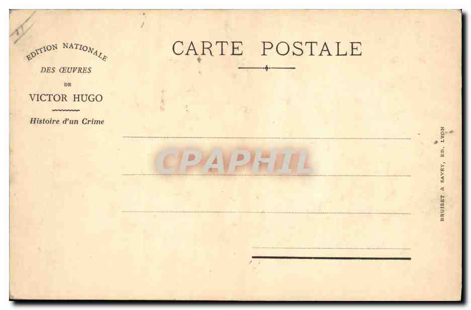 CPA Victor Hugo Histoire d'un crime  — Rückseite