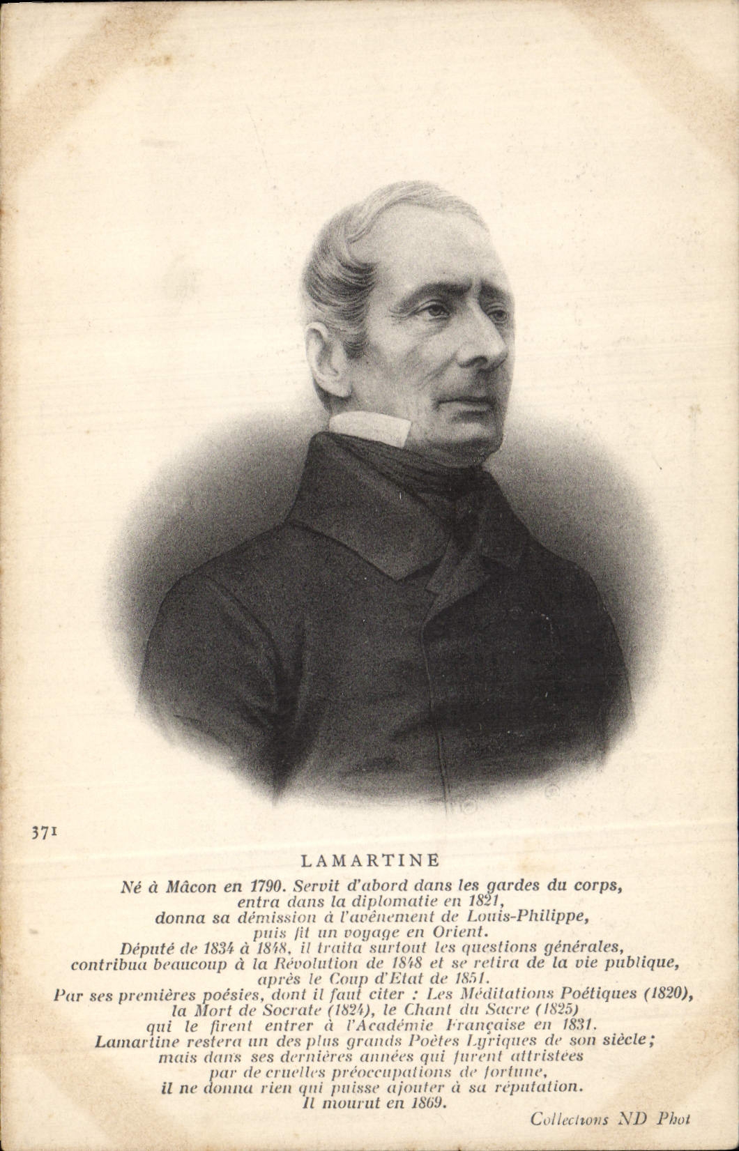 Lamartine — Poète et homme politique français — Collections ND Phot