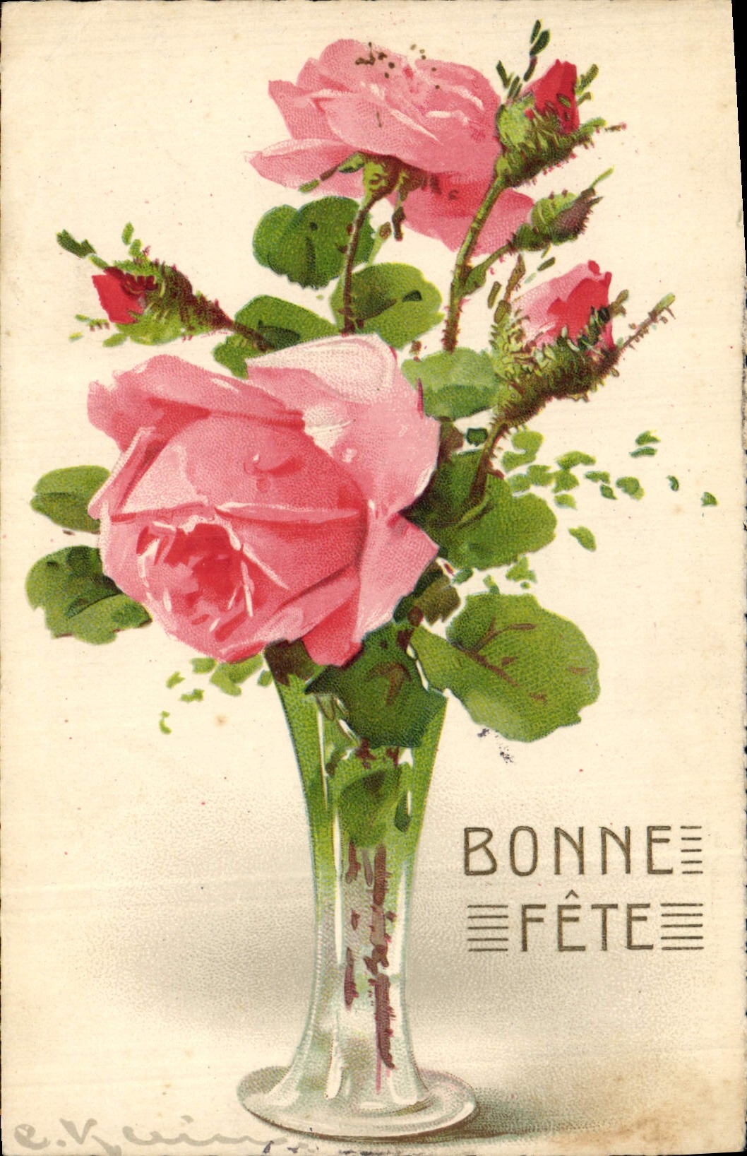 CPA Fantaisie Illustrateur Fleurs 